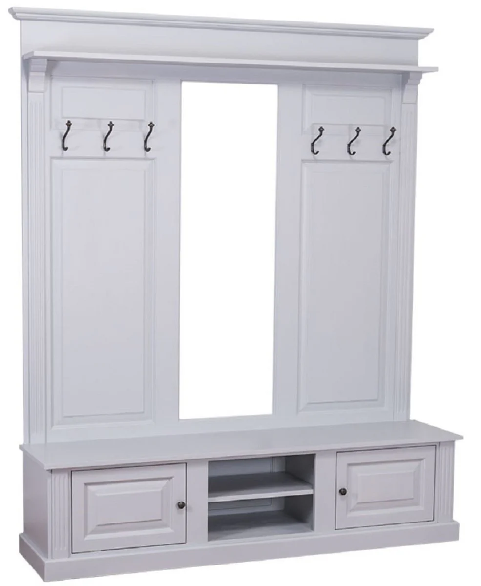 Country house style wardrobe gray 180 x 41 x H. 210 cm - solid wood wardrobe with mirror - country house style wardrobe furniture