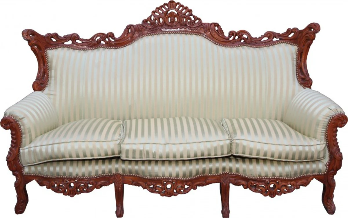 Baroque living room set jade green/brown - 3-seater sofa + 2-seater sofa + 1 armchair - Baroque furniture