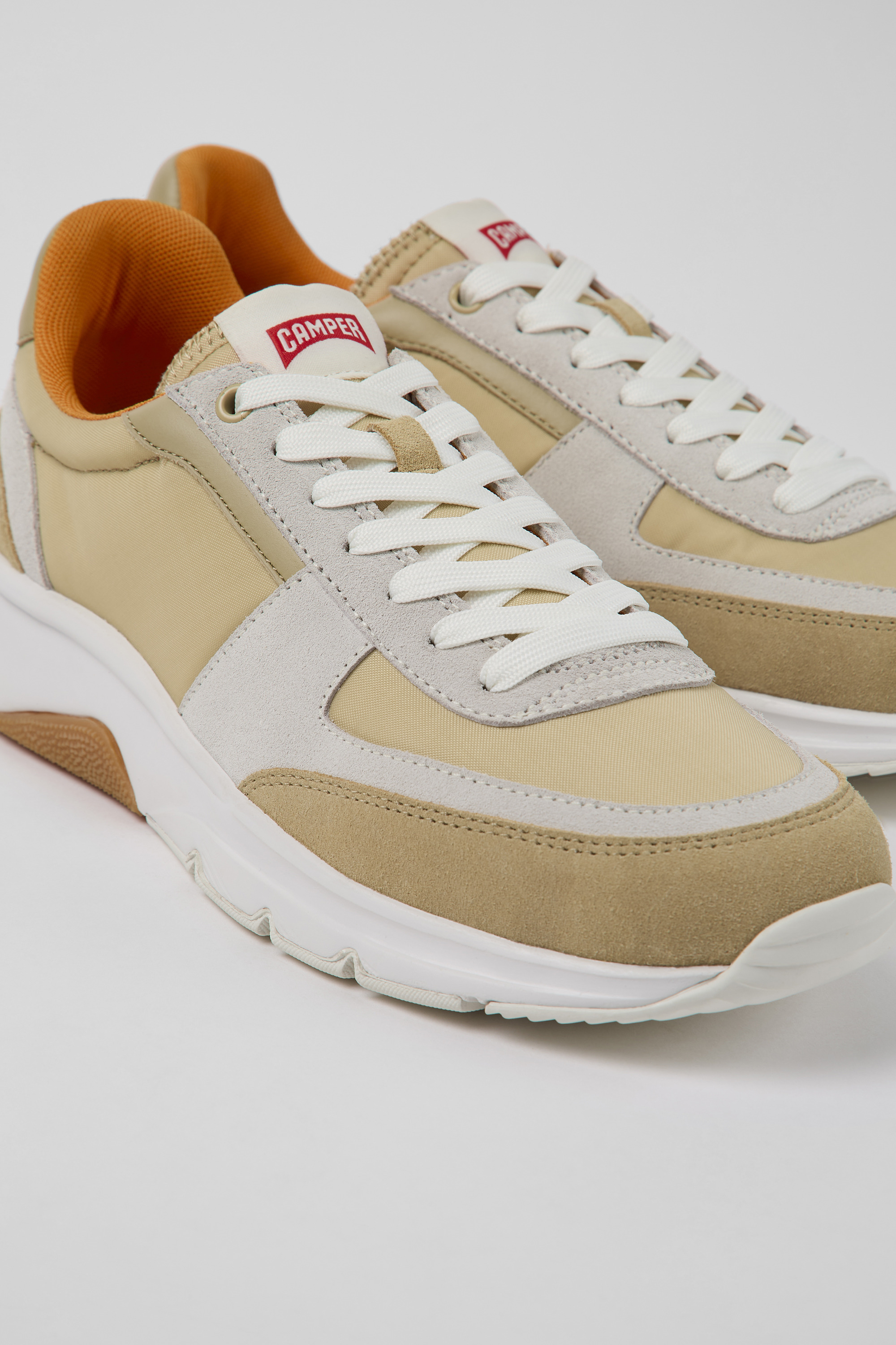 Drift - Beige und weiße Nubuck Turnschuhe für Herren