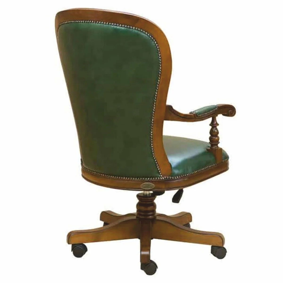 Luxury Baroque Real Leather Desk Chair Green / Brown - Baroque Furniture