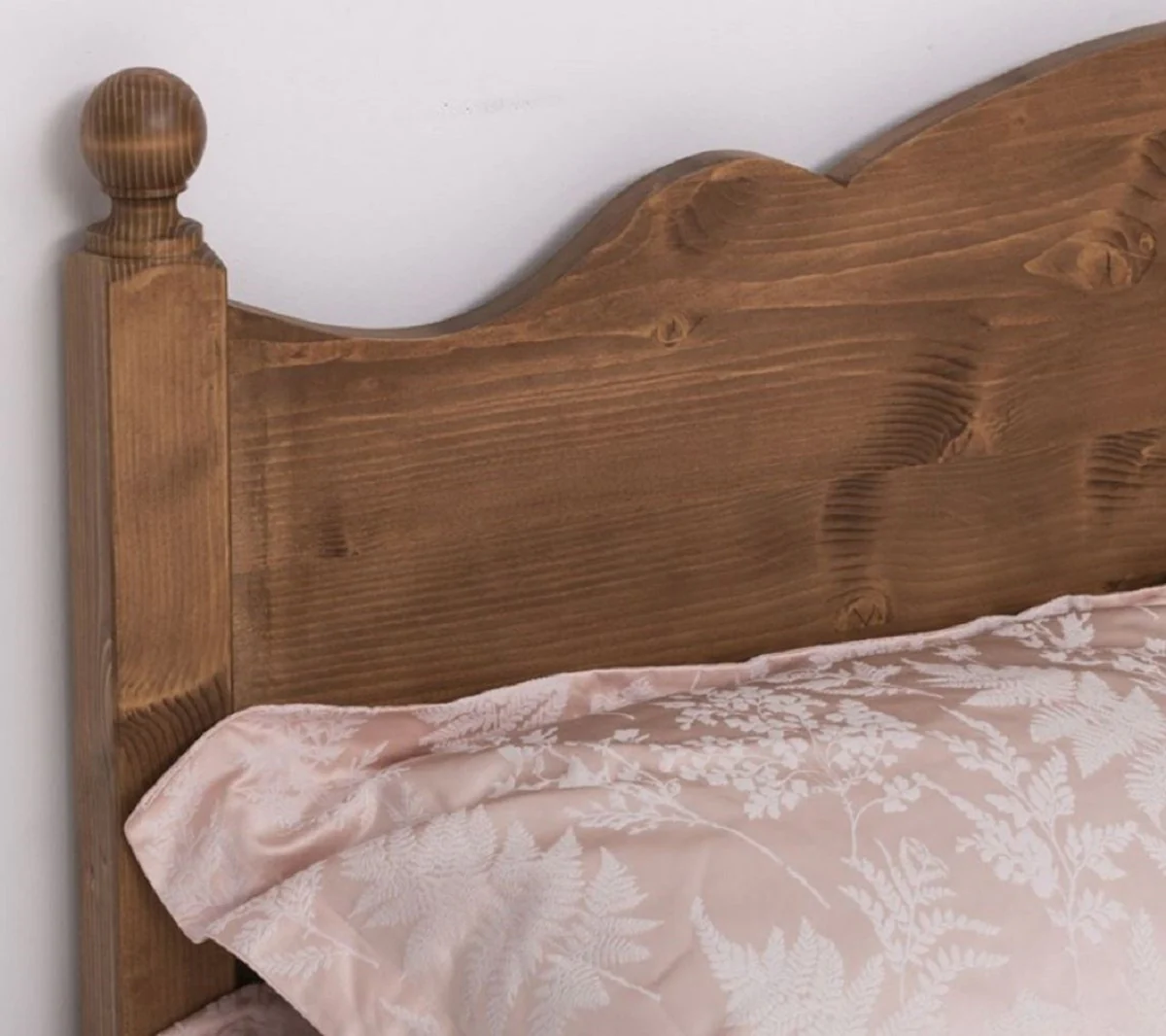 Country house style solid wood bedroom set brown - 1 country house style double bed & 2 country house style bedside tables - solid wood bedroom furniture - bedroom furniture in country house style