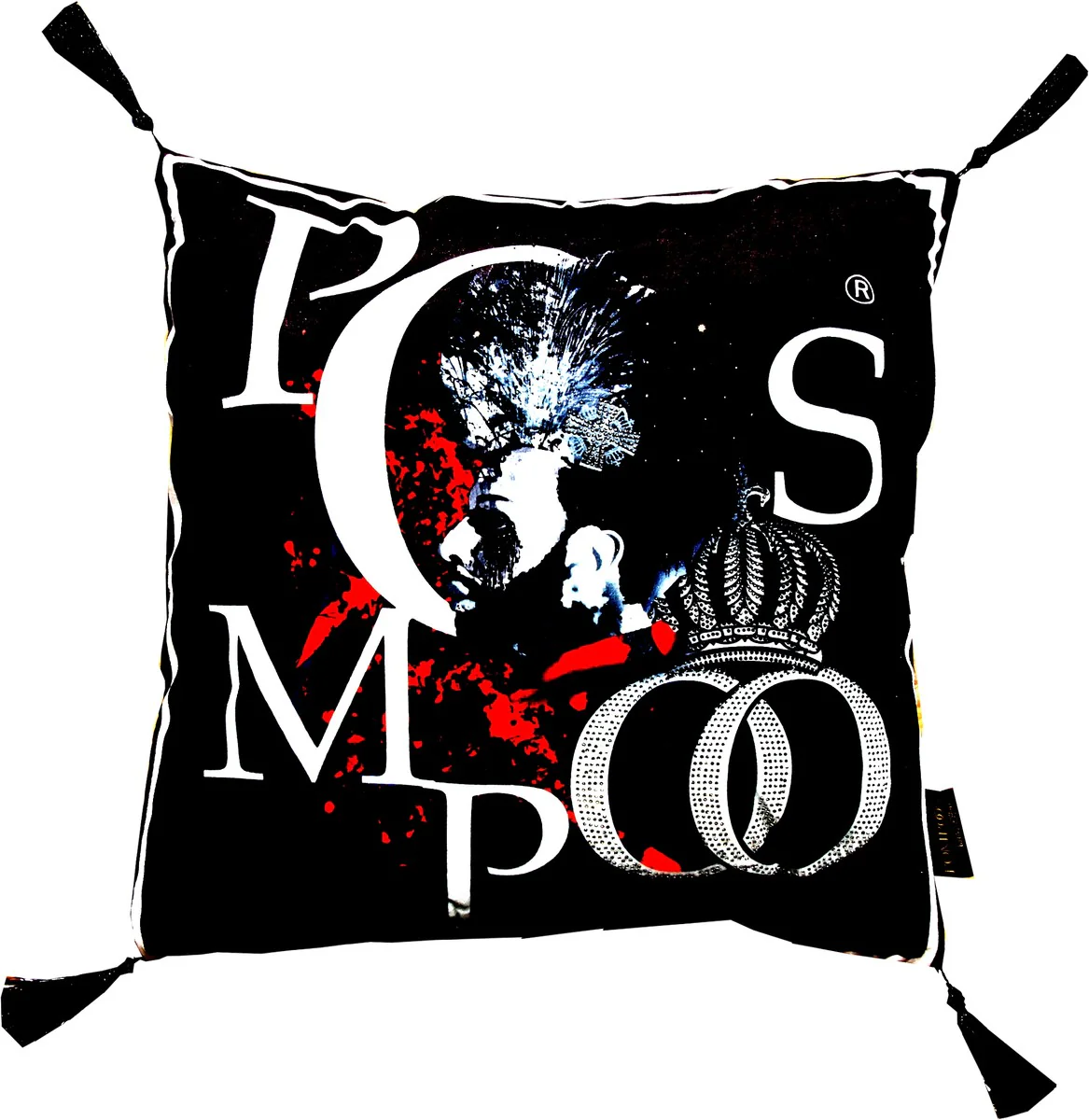 Harald Glööckler designer decorative cushion Pompöös by Black / White with rhinestones - Art Collection -