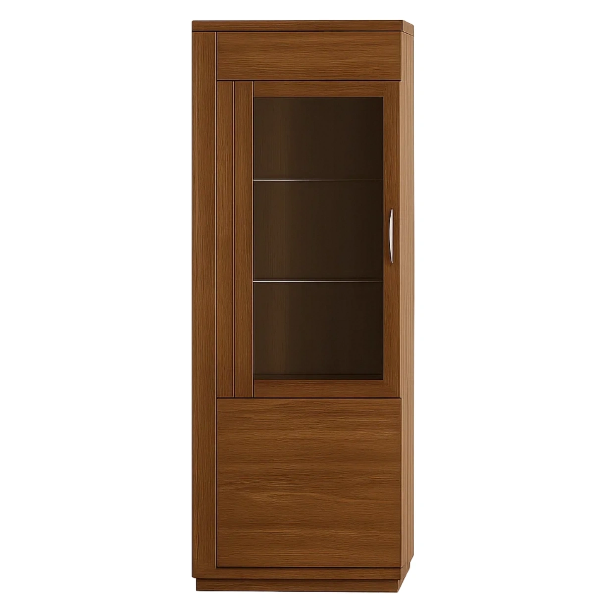 Vitrine mit Glastüren, Eichenholz, braun, einfache Montage, für Wohnzimmer oder Büro, 60 x 35 x 160 cm - S08G9xyJVasR