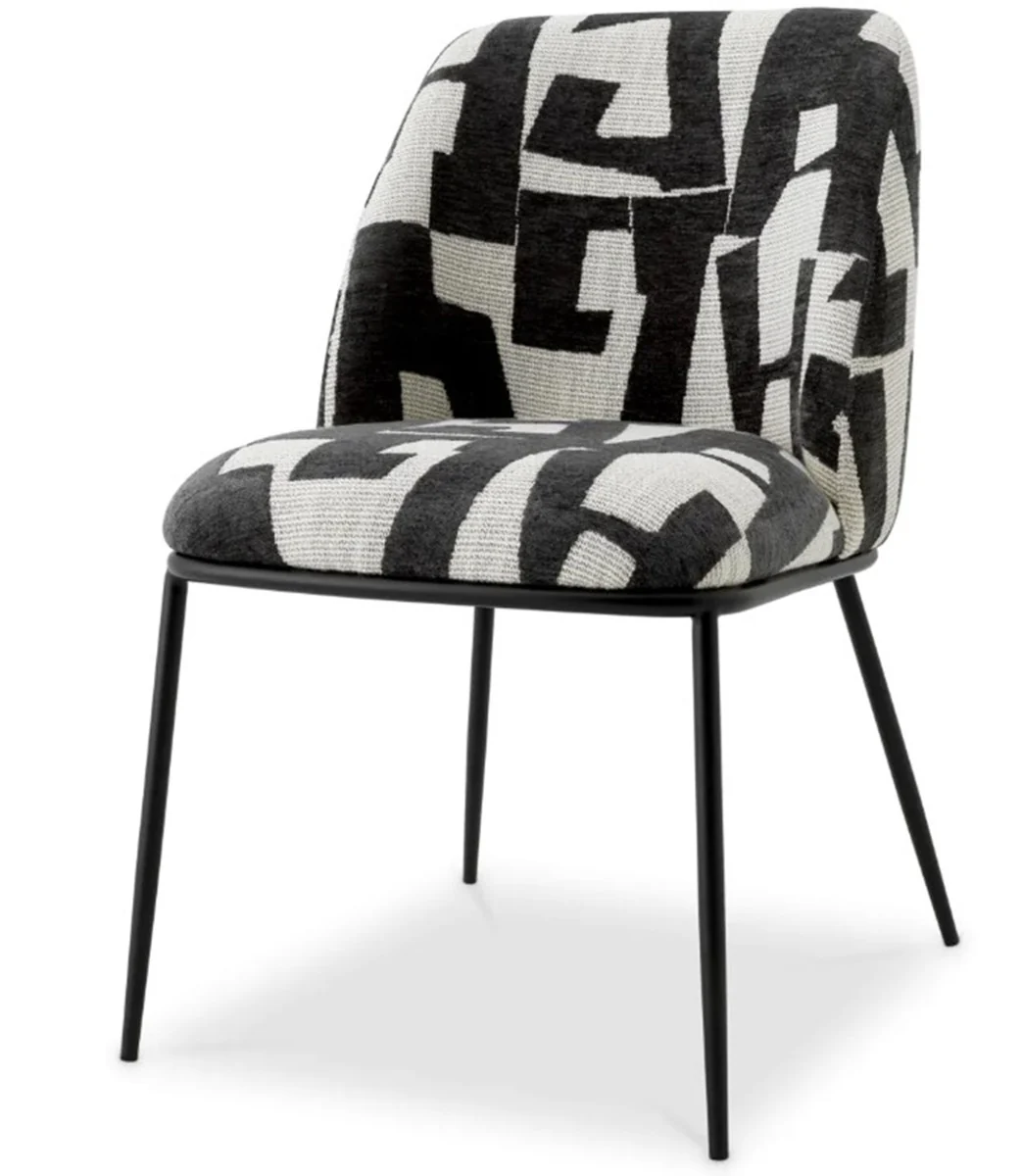 Luxury dining chair black / white W. 50 cm x D. 60 cm x H. 83 cm - Hotel Furniture