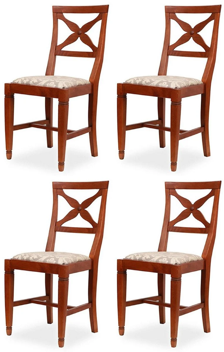 Biedermeier dining chair set of 4 gray / brown