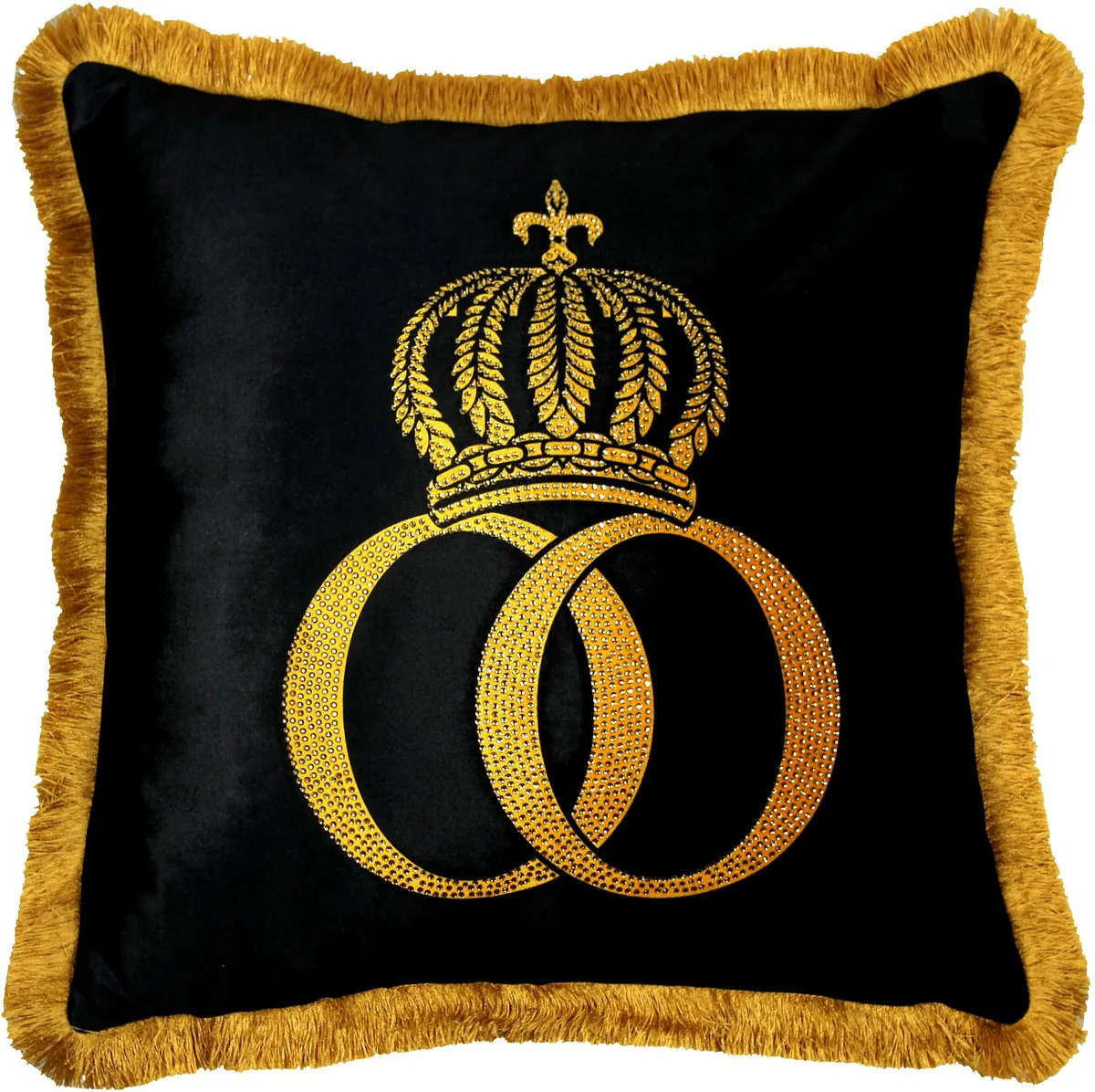 Harald Glööckler Pillow Pompöös by Black / Gold Crown Deluxe with Rhinestones - Glööckler Luxury Baroque Pillow