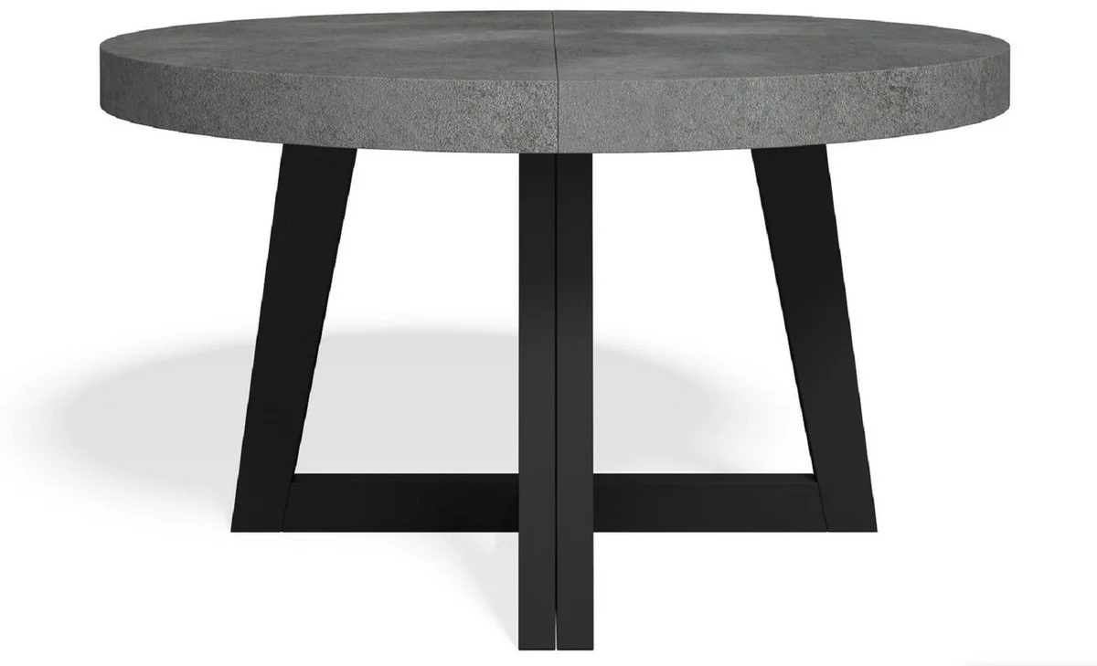 Luxury dining table gray / black 140-320 x 140 x H. 77 cm - Round extendable solid wood conference table - Dining room furniture - Office furniture - Solid wood furniture - Luxury furniture