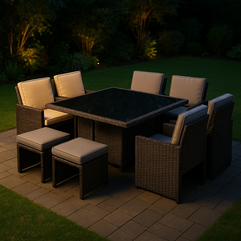 Hellgraue Rattan-Gartenmöbelgarnitur - EDSsiOP368zY