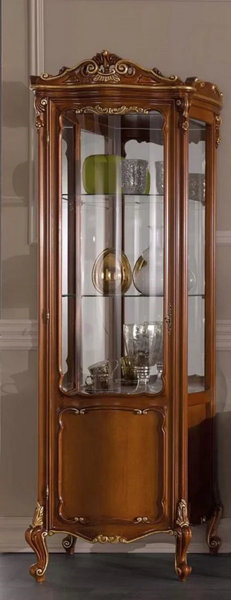 Luxury Baroque display cabinet brown / gold - Handcrafted display cabinet with door - Magnificent Baroque furniture - Luxury quality - Made in Italy