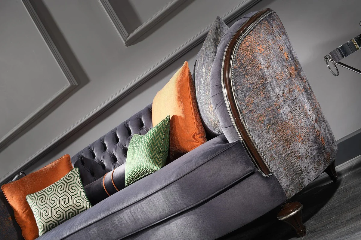 Luxury Baroque Sofa Purple / Brown / Silver - Handmade Living Room Sofa - Baroque Living Room Furniture