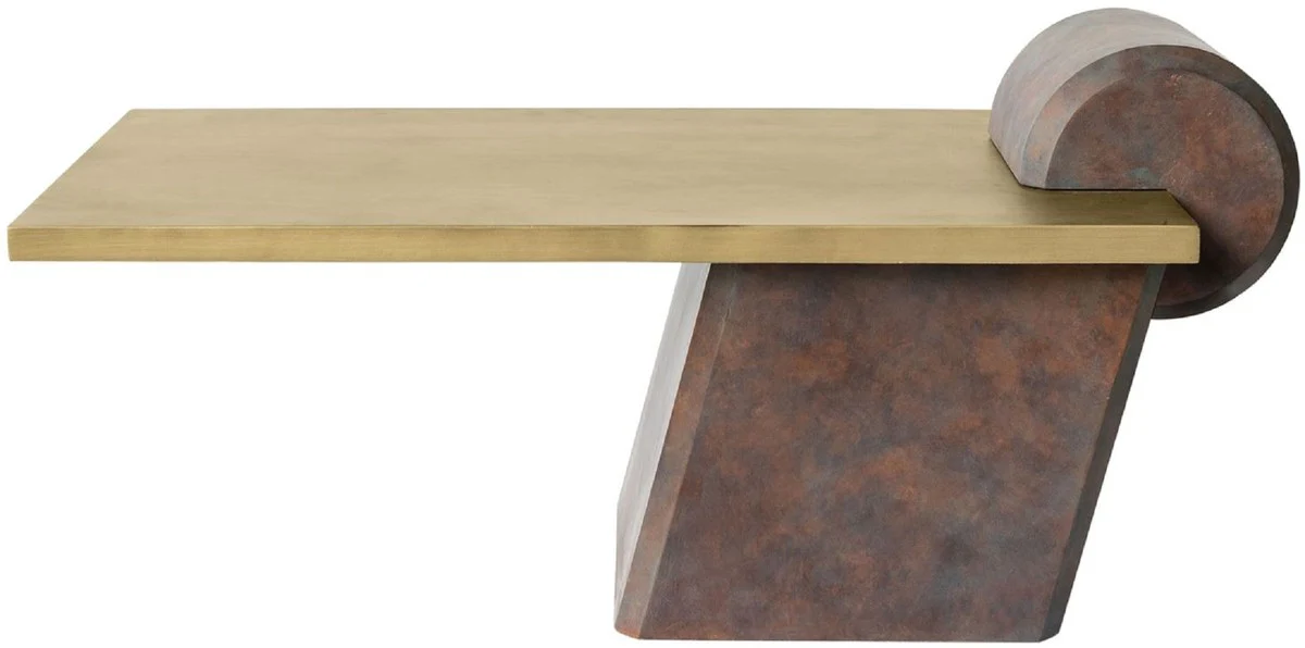 Designer coffee table brass / antique copper 115 x 60 x H. 53 cm - living room table made of fiberglass reinforced concrete - luxury quality