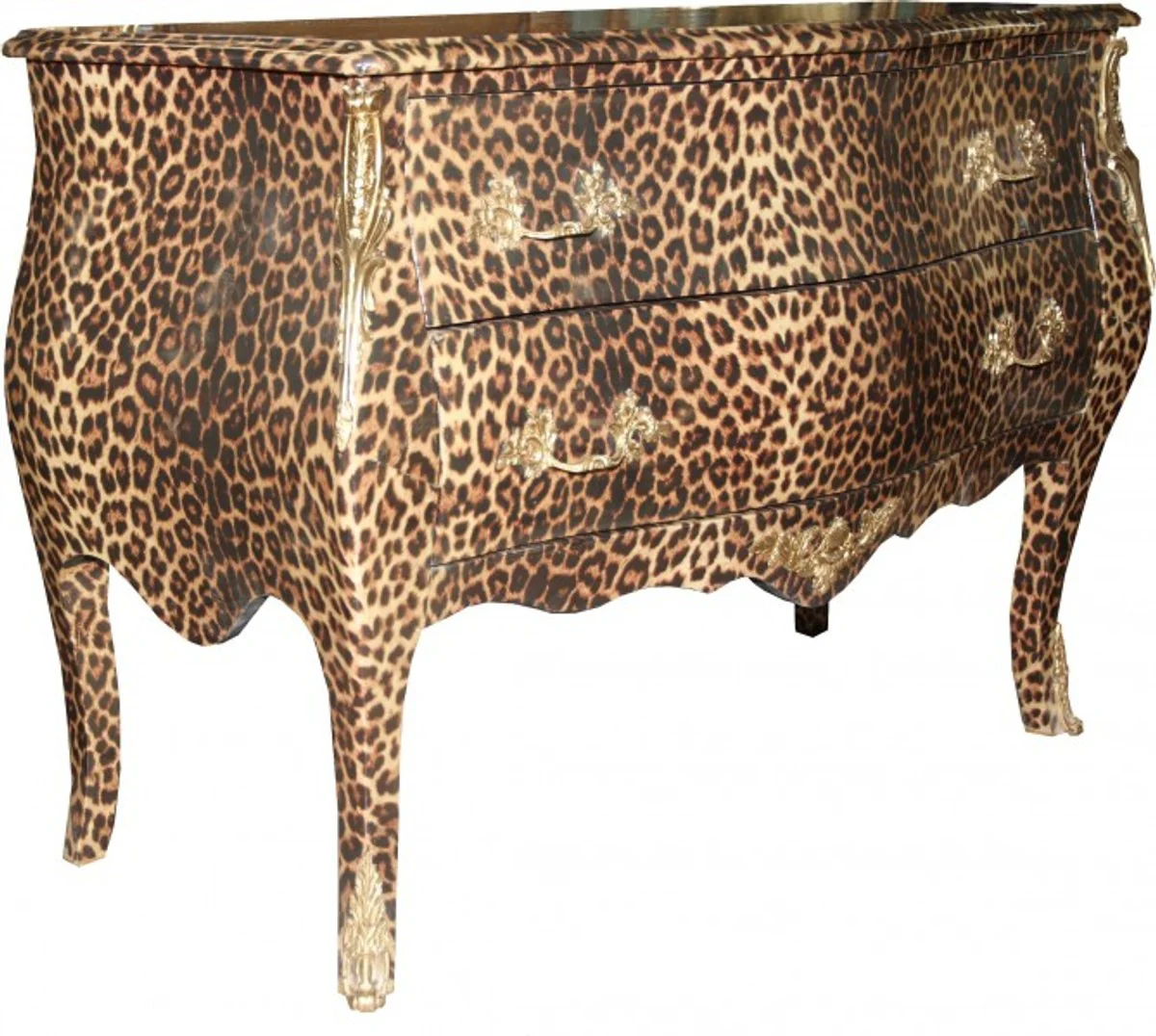 Baroque chest of drawers Leopard with golden metal applications 123 cm - Baroque furniture