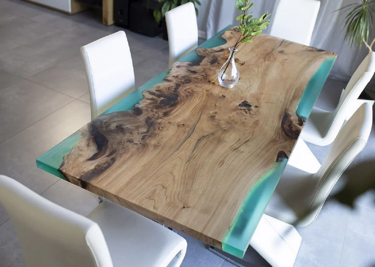 Luxury dining table natural / brown / green 200 cm