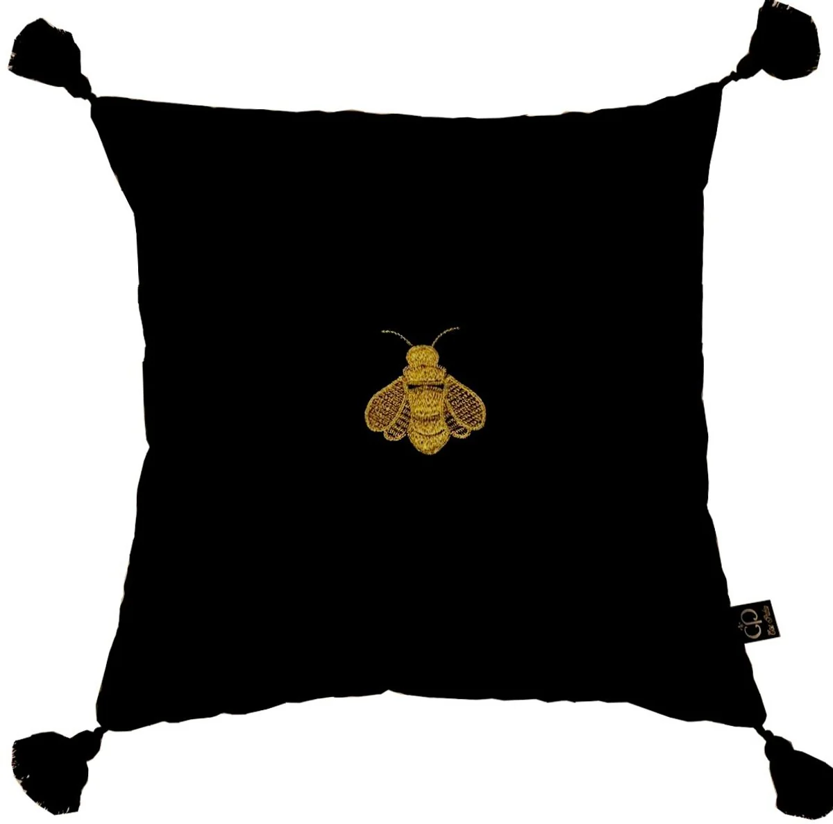 Luxury decorative cushion with tassels bee black / gold 45 x 45 cm