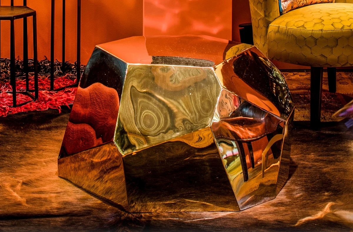 Designer living room table / side table gold 89 x 90 x H. 45 cm - designer collection