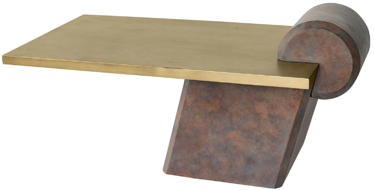 Designer coffee table brass / antique copper 115 x 60 x H. 53 cm - living room table made of fiberglass reinforced concrete - luxury quality