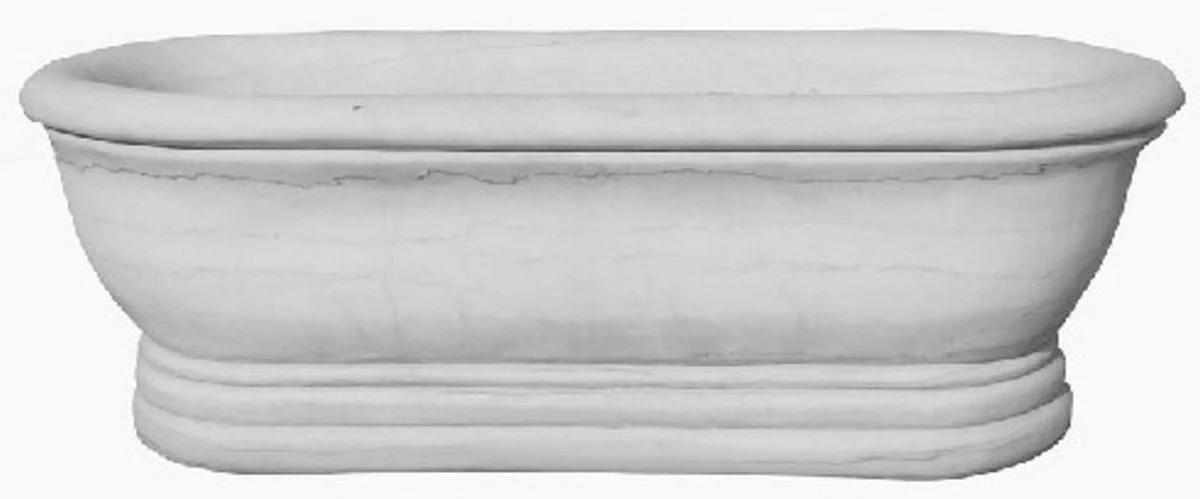 Luxury baroque bathtub white 160 x 88 x H. 53 cm - Freestanding marble bathtub - Baroque bathroom accessories - Noble & magnificent
