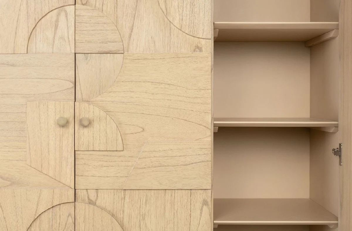 Luxury designer cabinet natural colors 130 x 45 x H. 190 cm - solid wood shelf cabinet with 3 doors - bedroom cabinet - living room cabinet - office cabinet - luxury furniture