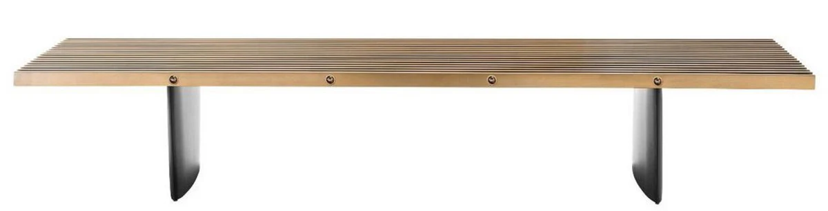 Luxury coffee table brass / black 220 x 78 x H. 38 cm - living room table with stainless steel table top - luxury furniture