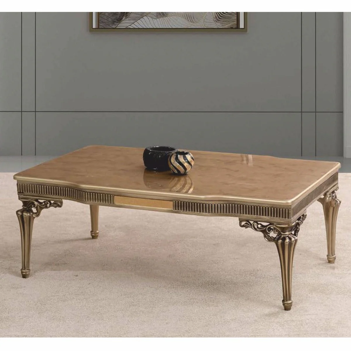 Luxury Baroque Solid Wood Coffee Table Gold 120 cm - Baroque Living Room Furniture