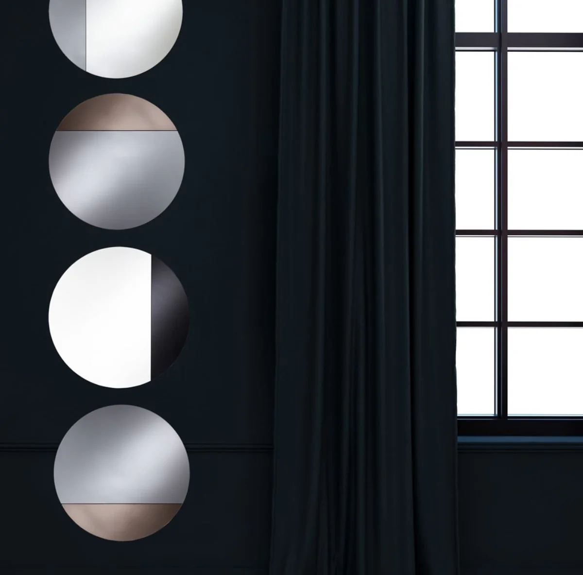 Luxury mirror black Ø 58 cm - designer furniture & accessories