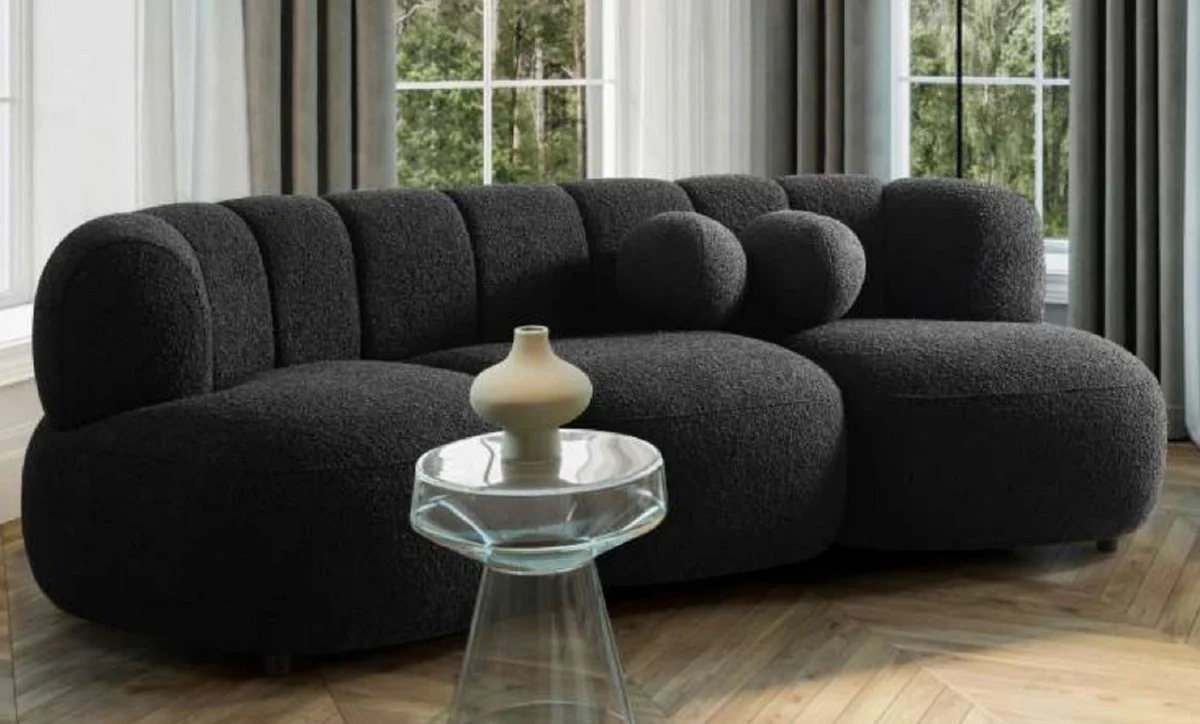 Luxury sofa black 230 x 95 x H. 75 cm - living room sofa - hotel sofa - living room furniture - hotel furniture - luxury furniture - luxury furnishings - living room furnishings