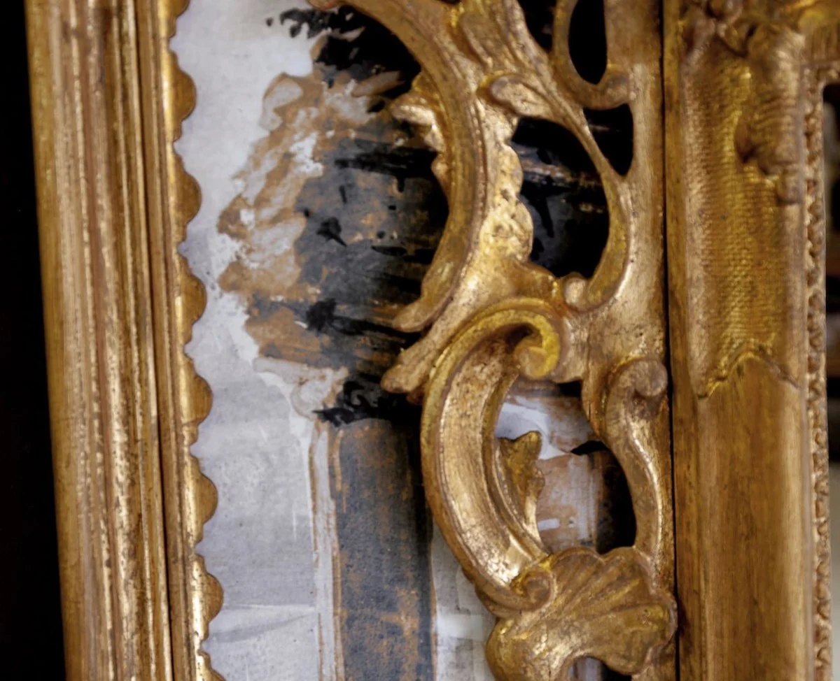 Luxury Baroque Mirror Antique Gold / Multicolored - Rectangular Italian Baroque Style Wall Mirror - Baroque Furniture - Luxury Furniture in Baroque Style - Luxury Quality - Made in Italy