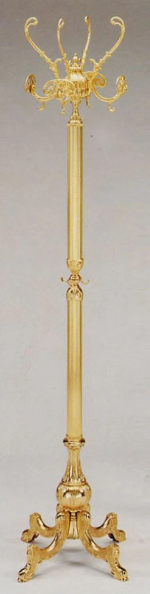 Luxury Baroque coat rack gold 45 x 45 x H. 191 cm - Elegant brass clothes rack - Baroque hotel cloakroom furniture
