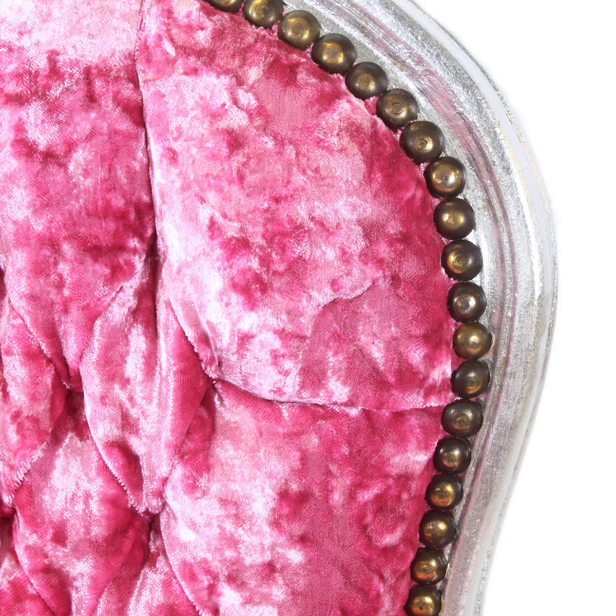 Baroque Salon Chair Pink Velor Fabric / Silver - Antique Design Furniture