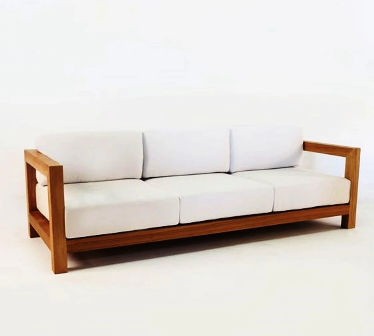 Garden 3-seater sofa rustic Boston white-cream/brown 200 x 40 x H70 cm - solid real wood furniture