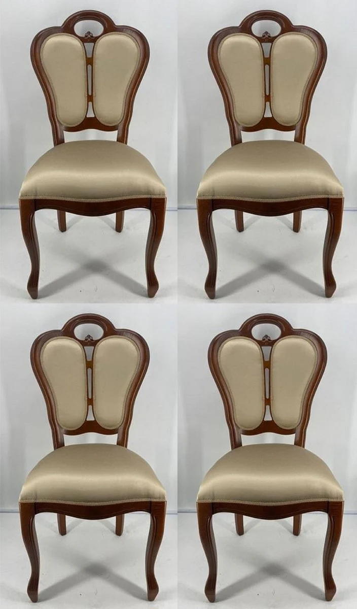 Luxury Art Nouveau dining chair set of 4 gold / brown 48 x 43 x H. 104.5 cm - Upholstered solid wood chairs - Art Nouveau dining room furniture
