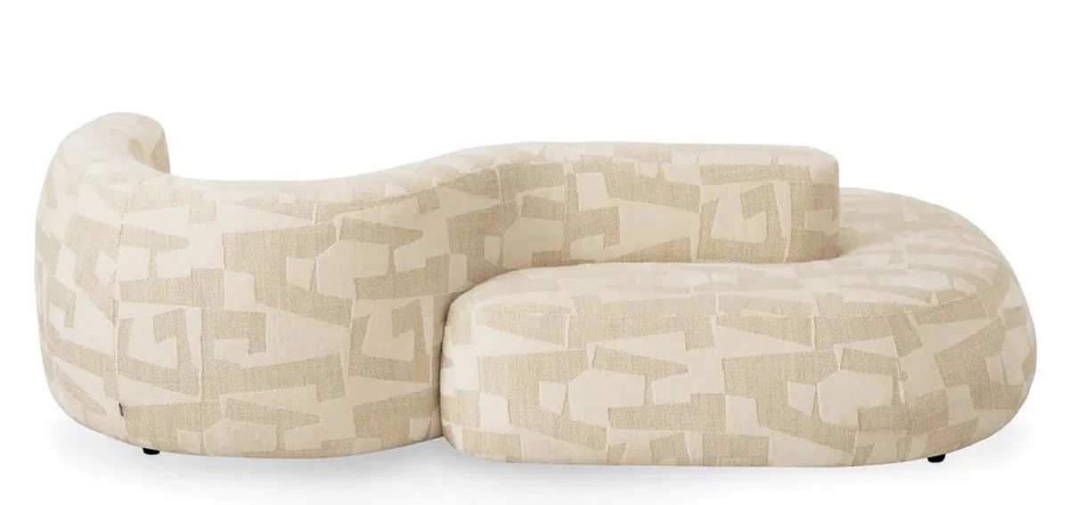 Luxus Sofa Sandfarben / Schwarz 223 cm - Wohnzimmer & Hotel Interior