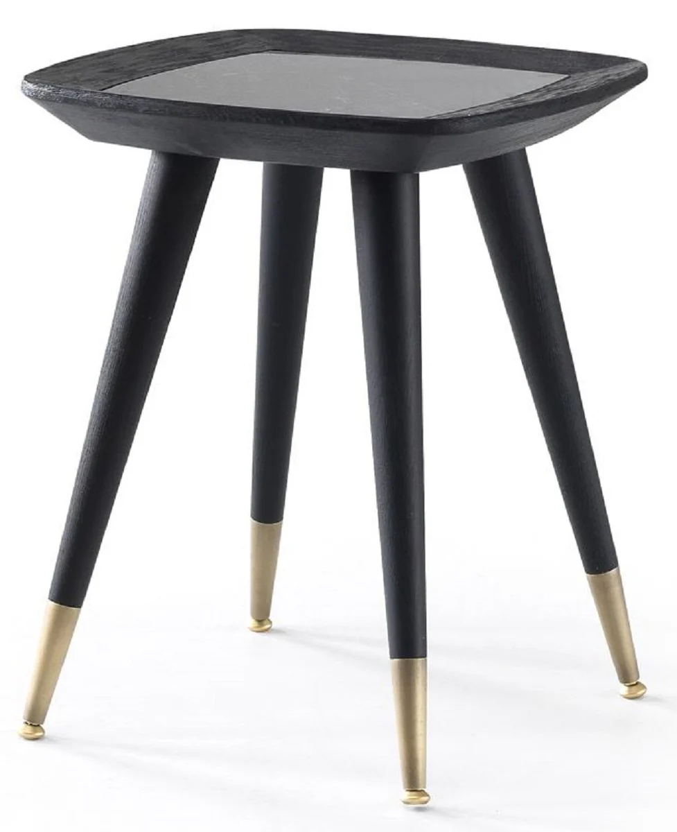 Luxury side table black / green / antique brass 45 x 45 x H. 53 cm - Square table with marble top - Living room furniture - Hotel furniture - Luxury furniture