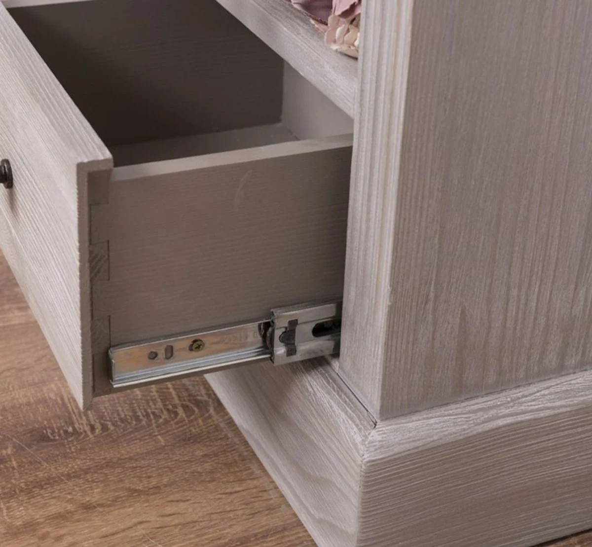 Country house style shelf cabinet light gray 50 x 33 x H. 190 cm - solid wood cabinet with 4 shelves and drawer - country house style furniture