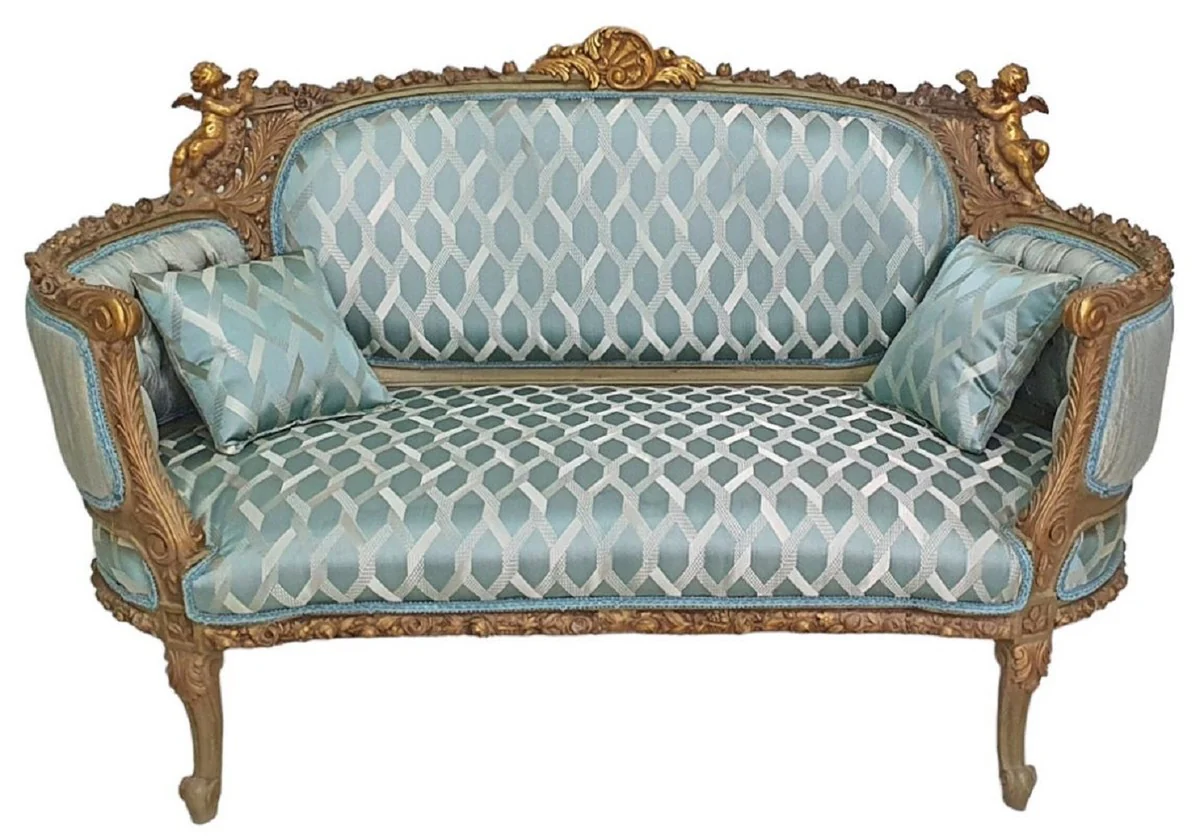 Baroque sofa turquoise / antique gold - magnificent living room sofa in baroque style - living room furniture in baroque style - baroque furniture - baroque furnishings