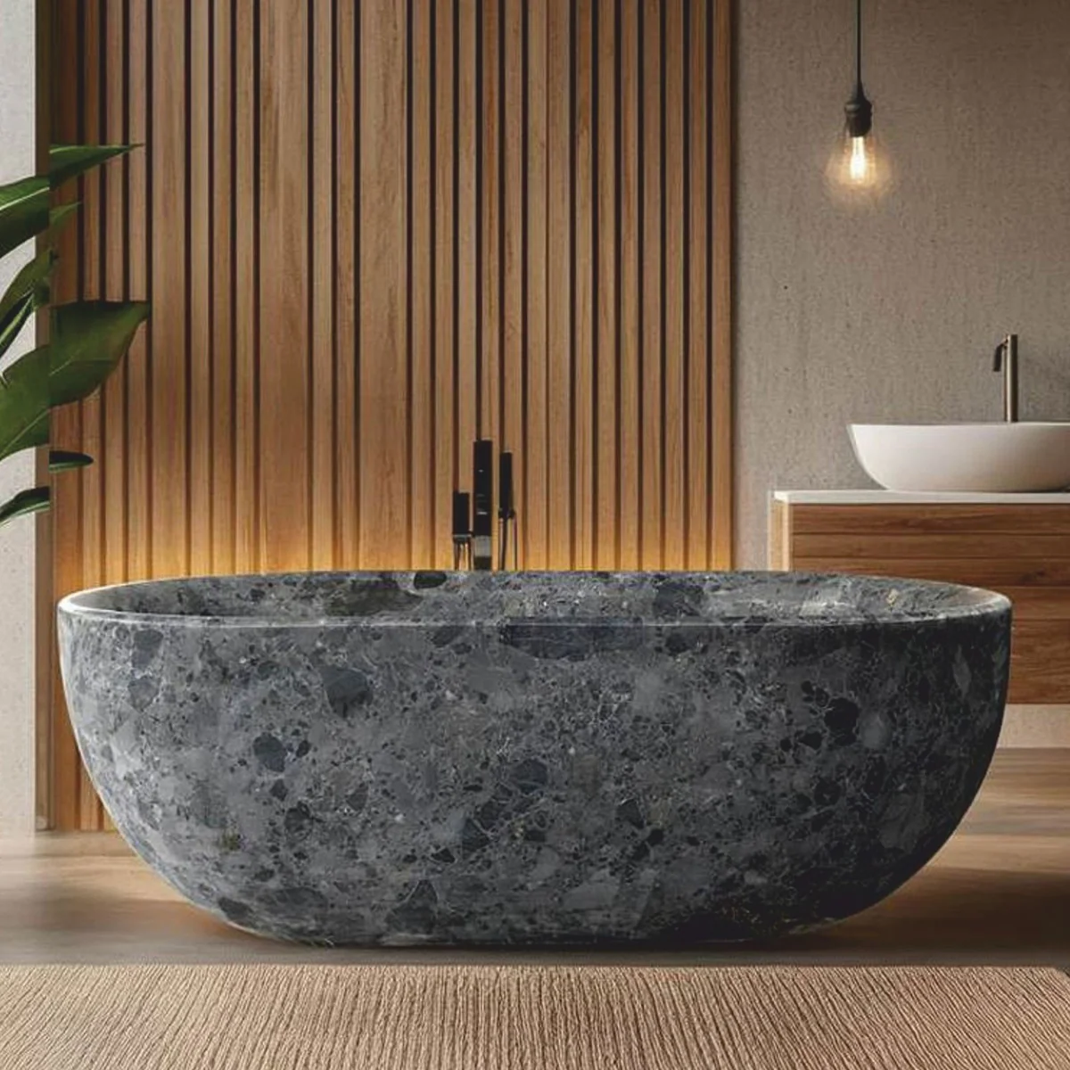 Freestanding luxury marble bathtub anthracite 178 cm