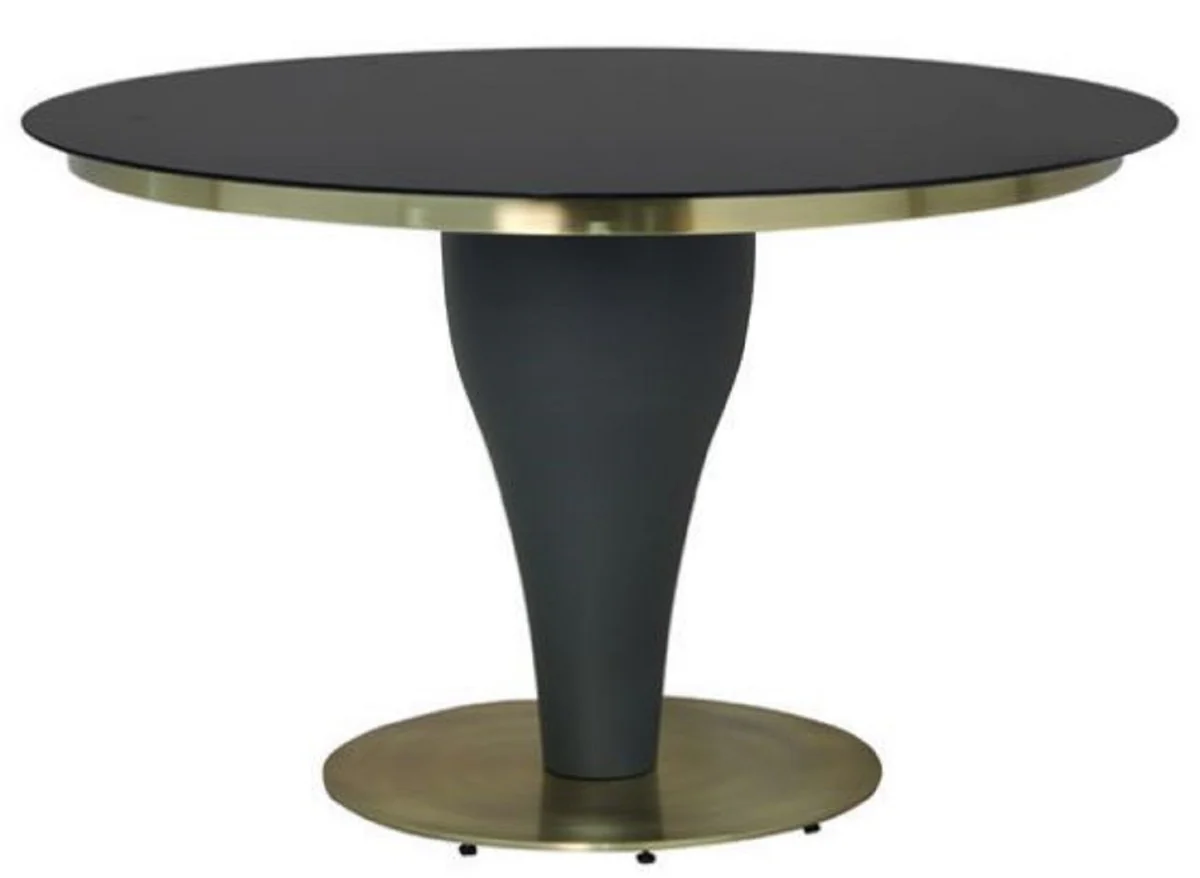 Luxury dining table black / gold Ø 110 x H. 75 cm - Round kitchen table with glass top - Dining room furniture - Kitchen furniture - Luxury furniture - Luxury furnishings