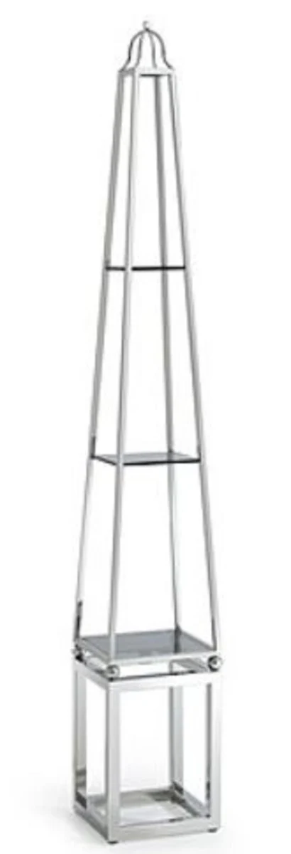 Luxury living room shelf cabinet silver / black 28 x 28 x H. 170 cm - living room cabinet