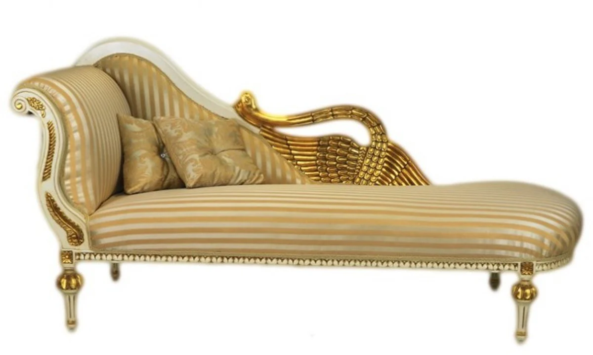 Baroque luxury chaise longue antique white / gold - Golden Wings - luxury quality