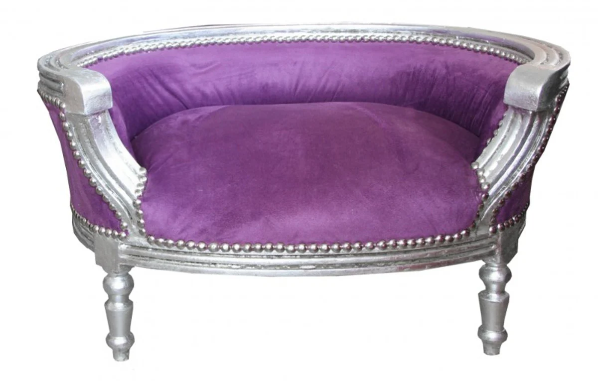 Baroque Dog & Cat Sofa Purple/Silver Dog Bed & Cat Bed