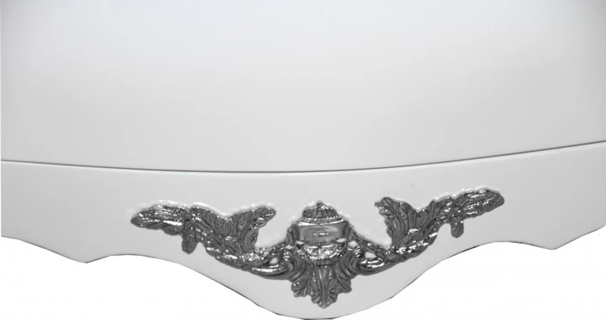 Baroque chest of drawers white 120 cm with silver metal applications