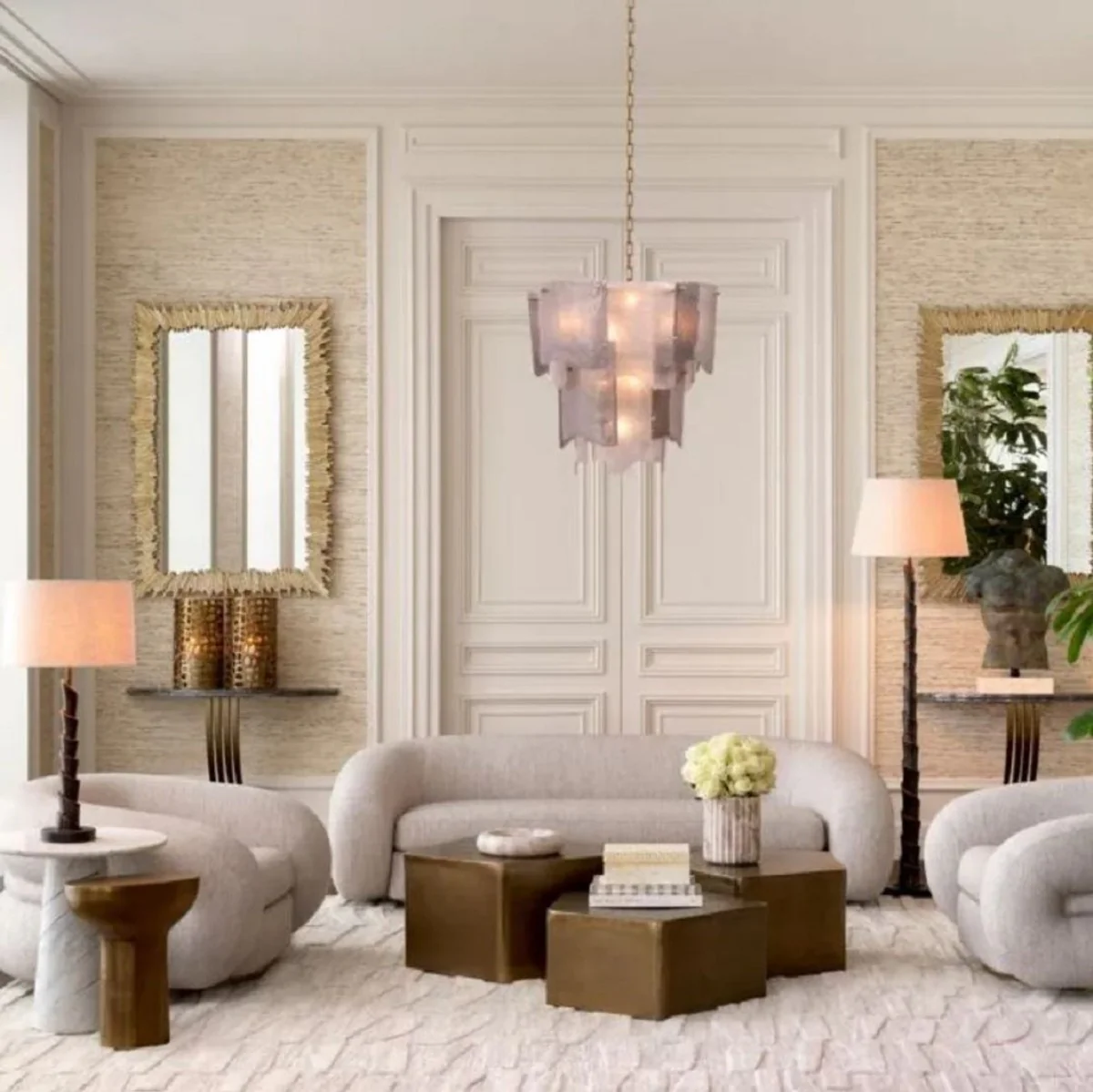 Luxury aluminum mirror gold H. 140 cm