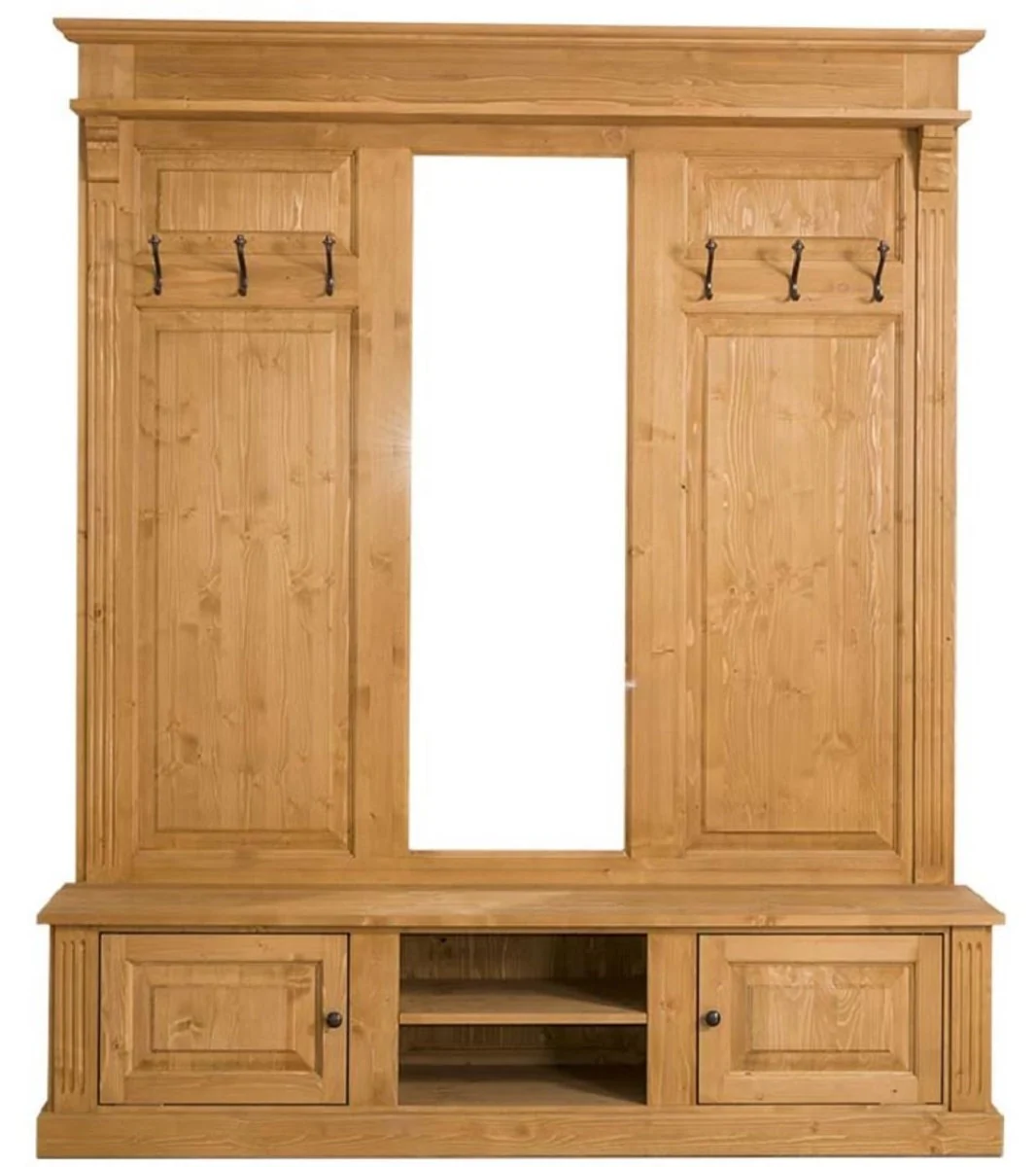 Country house style wardrobe natural colors 180 x 41 x H. 210 cm - solid wood wardrobe with mirror - country house style wardrobe furniture