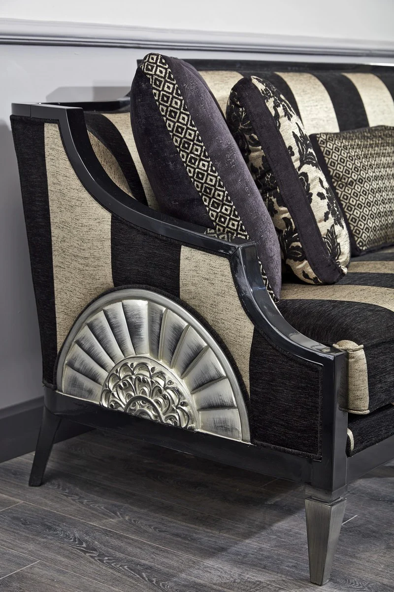 Luxury Baroque Living Room Set Red / Black / Gold / Silver - 2 Sofas & 2 Armchairs & 1 Coffee Table & 1 Side Table - Baroque Living Room Furniture