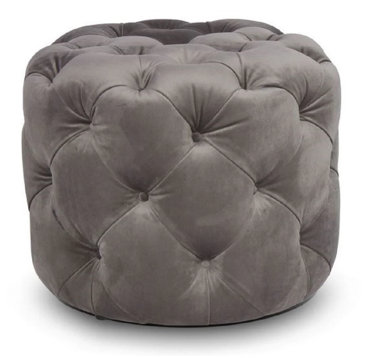 Luxury Chesterfield velvet stool gray Ø 53 x H. 41 cm - Round stool - Chesterfield furniture