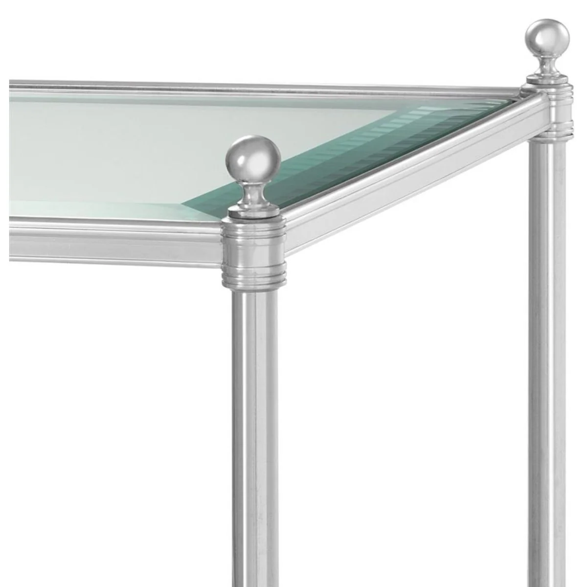 Luxury living room side table with wheels silver 42 x 42 x H. 71 cm - Hotel Furniture