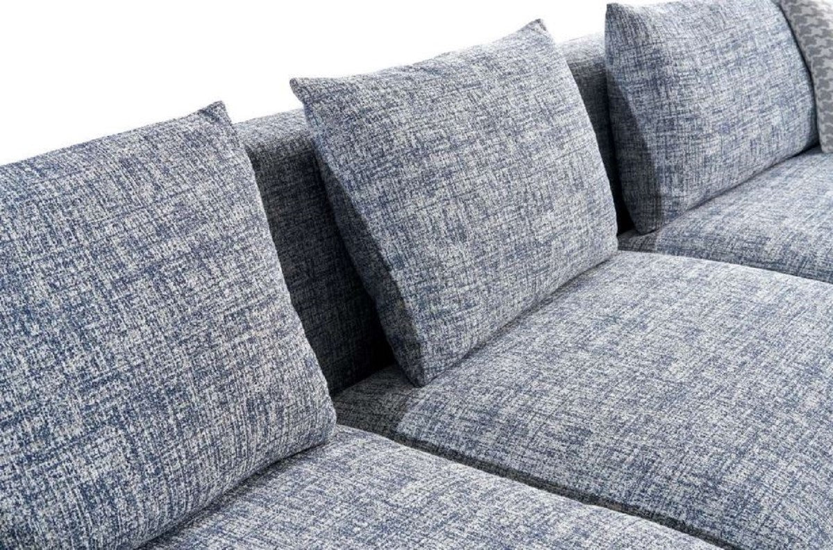 Luxury sofa blue / gray / black 308 x 106 x H. 83 cm - living room sofa - hotel sofa - living room furniture - living room furniture - hotel furniture - luxury furniture - luxury furniture
