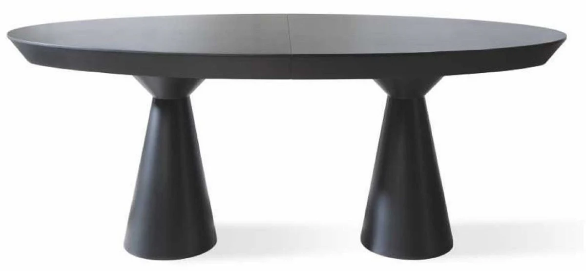 Luxury Art Deco dining table matt black 200-250 x 120 x H. 78 cm - Extendable solid wood kitchen table with oval table top - Dining room furniture - Art Deco furniture - Luxury furniture