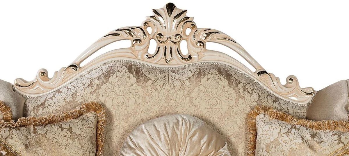 Luxury Baroque Sofa Gold / Cream / Gold - Magnificent Living Room Sofa with Pattern - Baroque Living Room Furniture - Noble & Magnificent