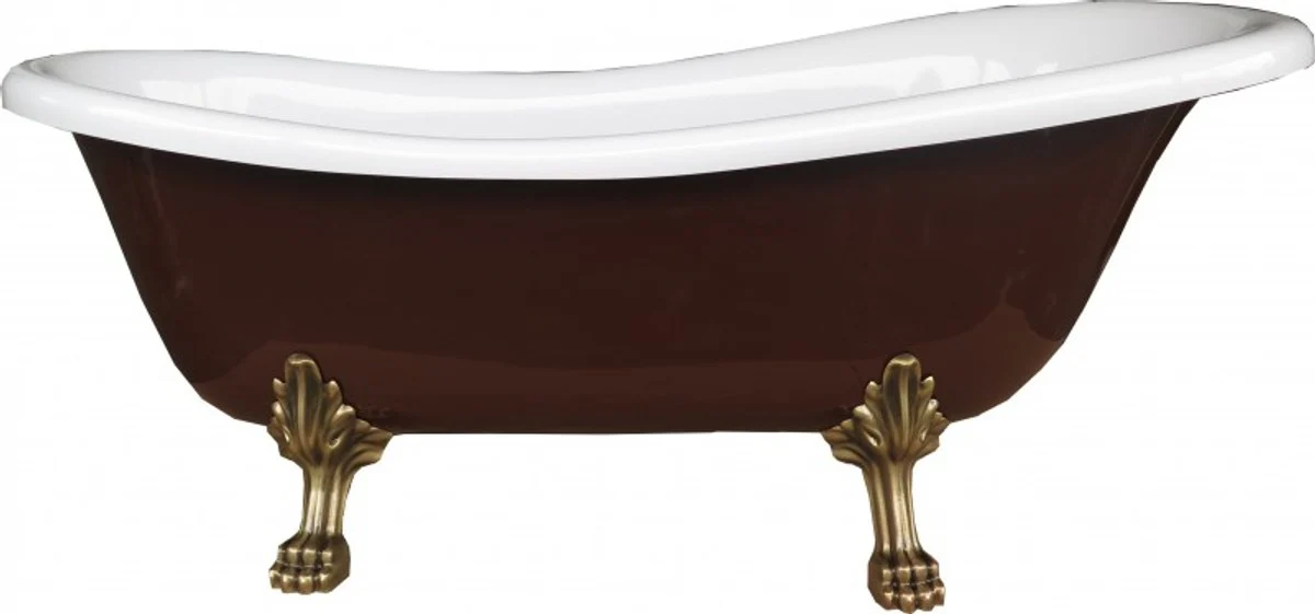 Freestanding luxury bathtub Art Nouveau Roma brown/white/old gold 1560mm from - Baroque Bathroom - Retro Antique Bathtub